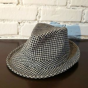 Houndstooth black and white fedora
